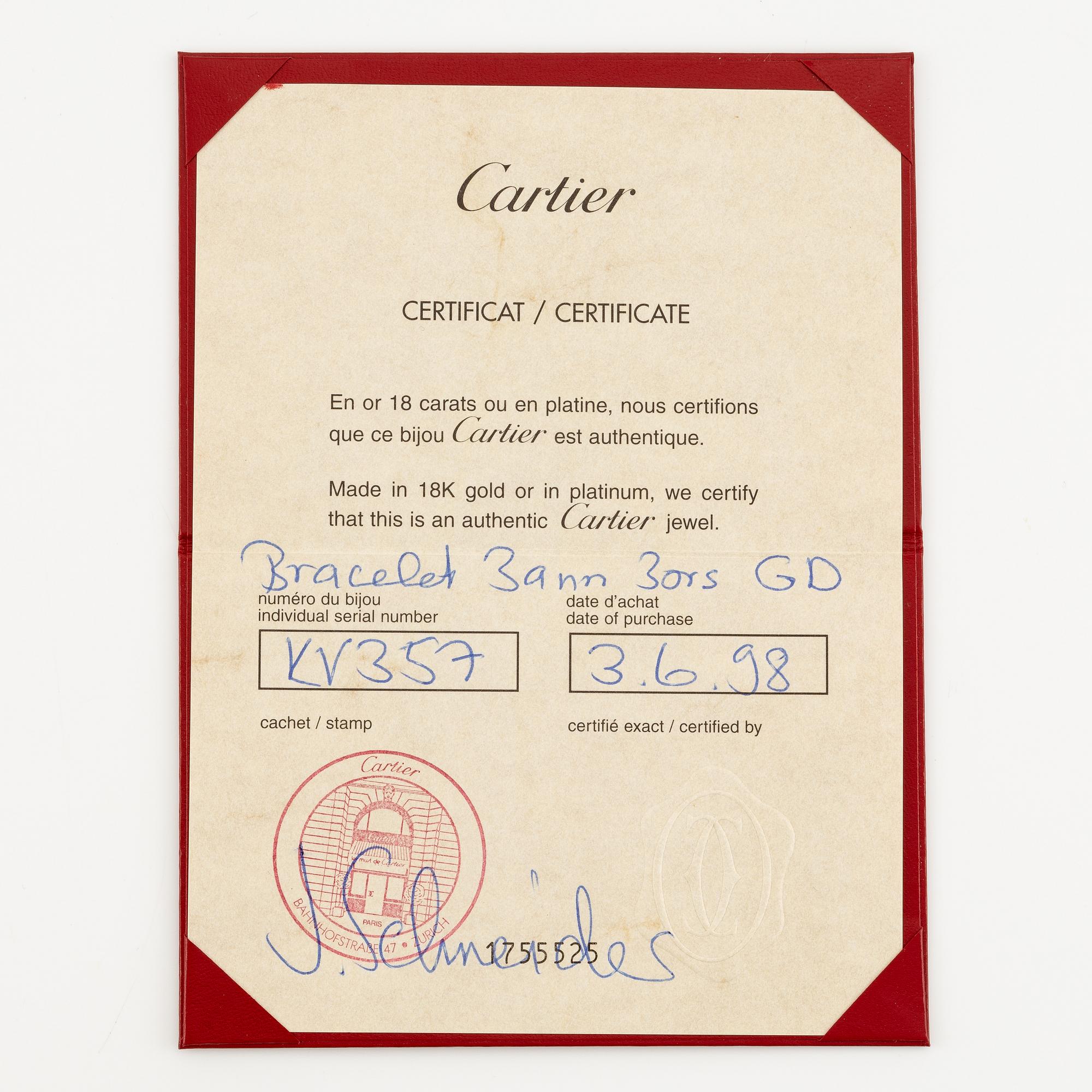 A Cartier bracelet "Trinity" 18K gold in three colours.