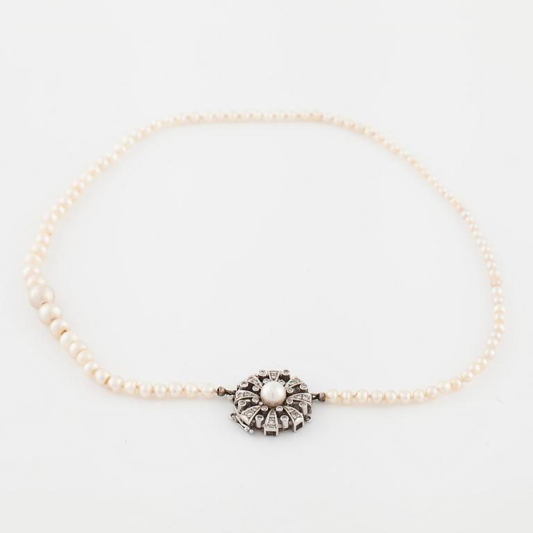 A cultured pearl necklace by Hugo Strömdahl, Stockholm, 1962.