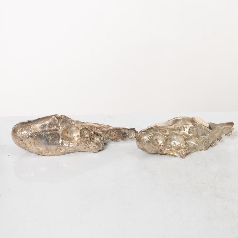 Lars Arby, Two sterling silver sculptures, marks of Lars Arby, Gothenburg, Sweden 1982.