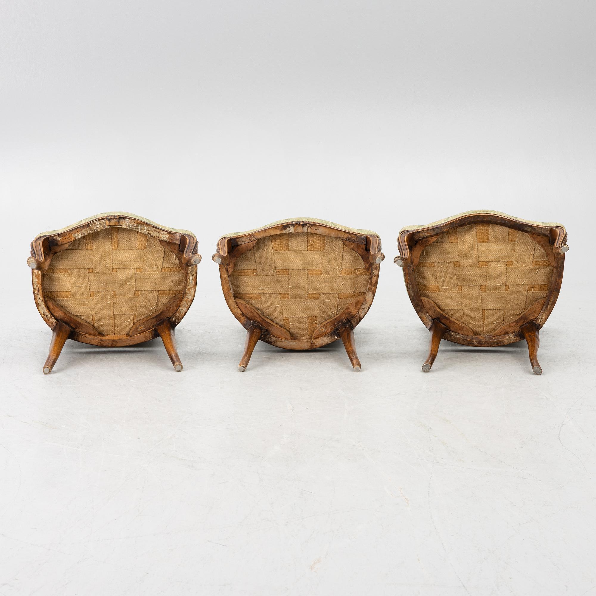 Stolar, tre stycken, Louis XV, Frankrike, 1700-tal.