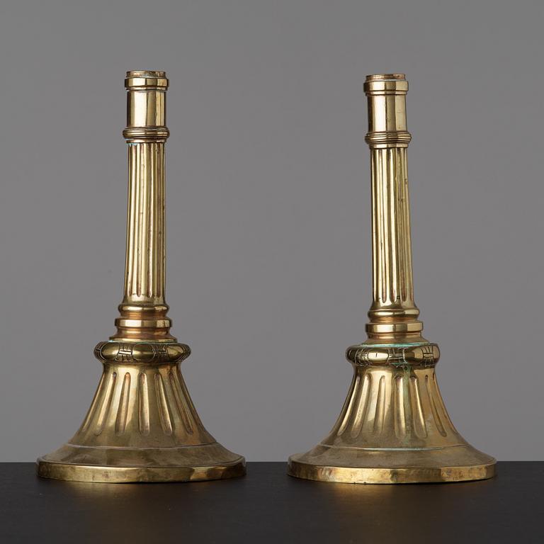 A pair of Gustavian late 18th century candlesticks.
