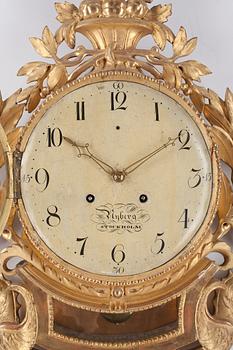 VÄGGPENDYL, sengustaviansk, urtavlan märkt Blyberg, Stockholm, omkring 1800.