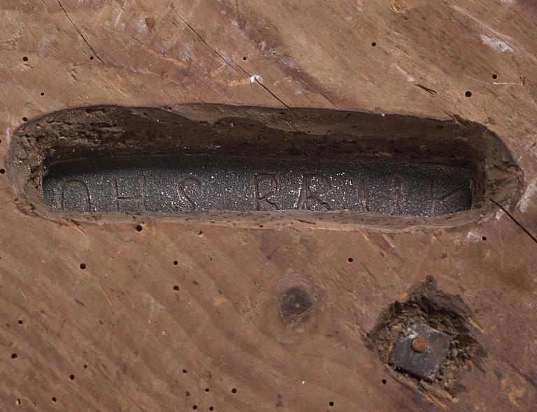 A cast iron portrait depicting the Swedish king Karl XIV Johan, 1818-44.