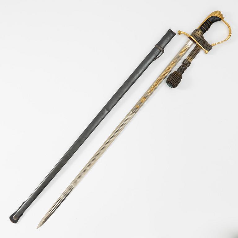 Sabre, Swedish, 1899 pattern, for infantry officer. with scabbard.