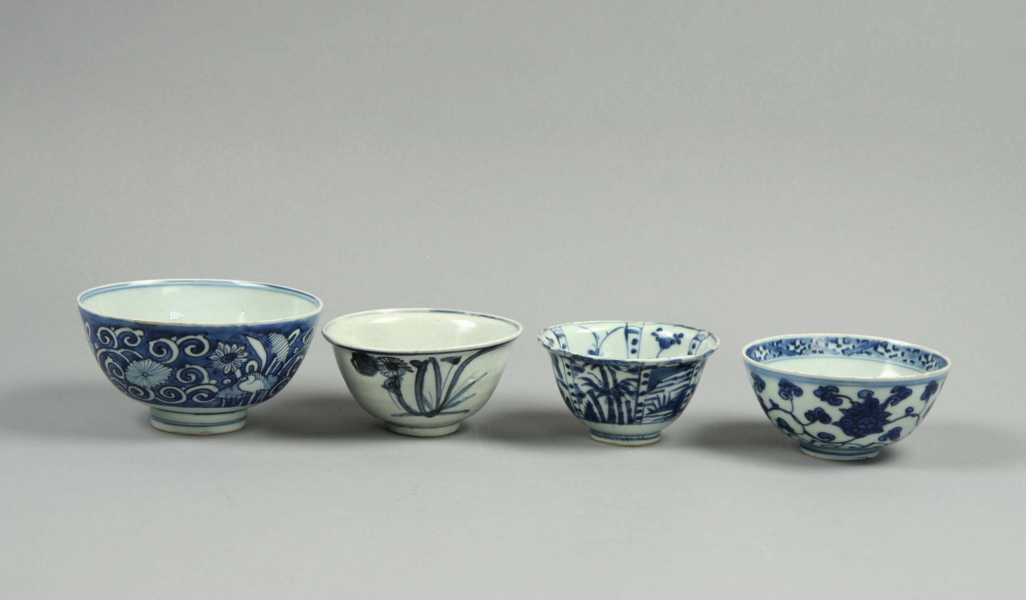 SKÅLAR, 4 st, porslin, Ming-dynastin.