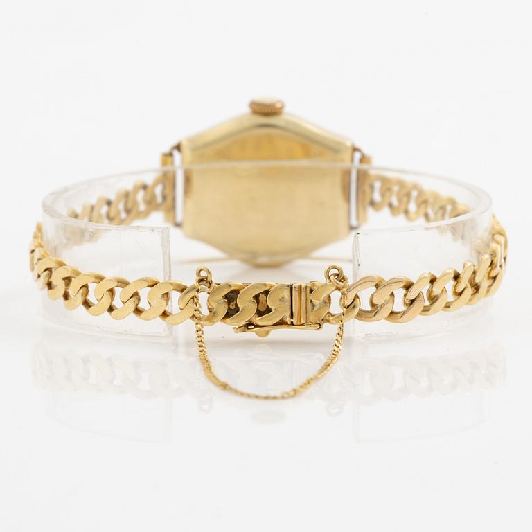 Wristwatch, Birka, 21 mm, 14K gold, chain in 18K gold.