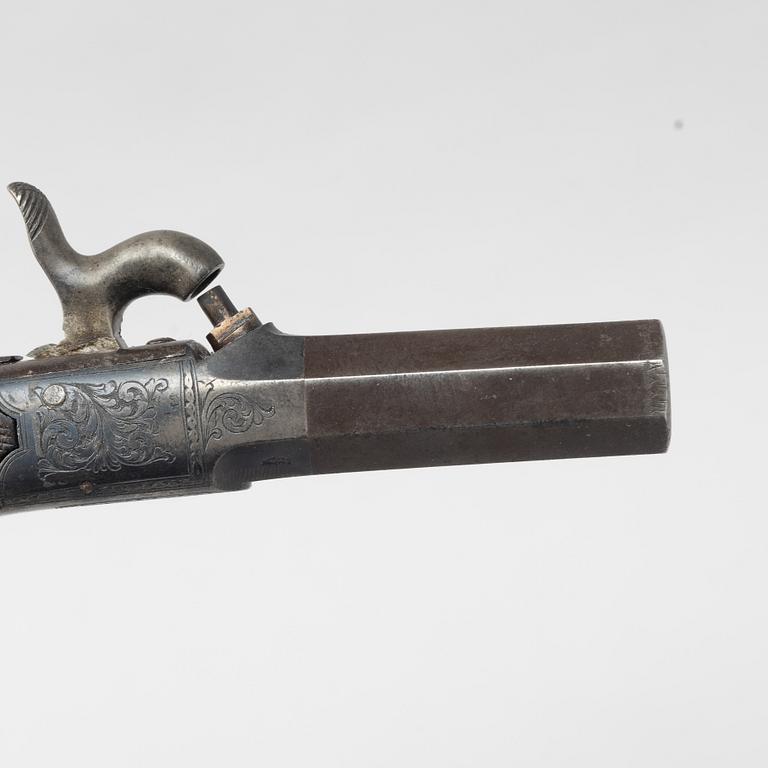 Percussion pistol, British, mid-19th century.