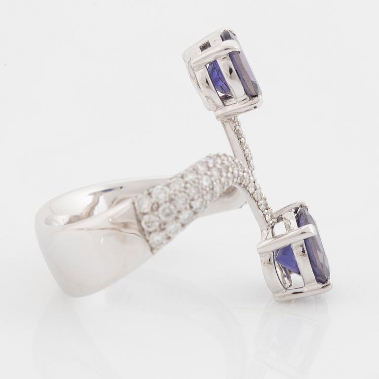 Tanzanite and brilliant cut diamond ring.