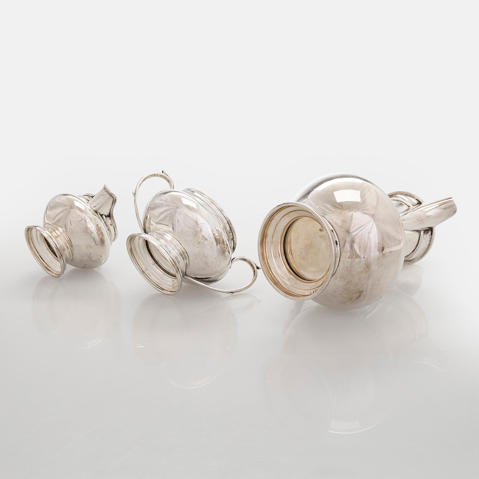 Kaffeservis, 3 delar, sterlingsilver, James Deakin & Sons, Sheffield 1931.