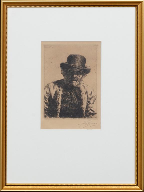 Anders Zorn, a signed etching form 1911.
