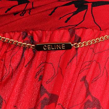 CÉLINE, a red silk dress, 1980's.