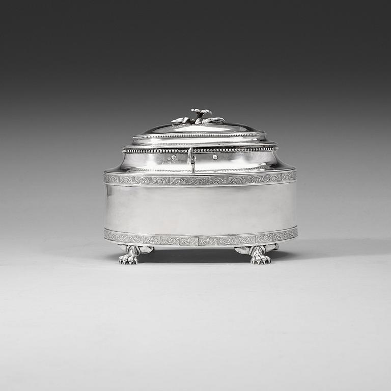 A Swedish 18th century silver sugar casket, Nils Tornberg, Linköping 1793.