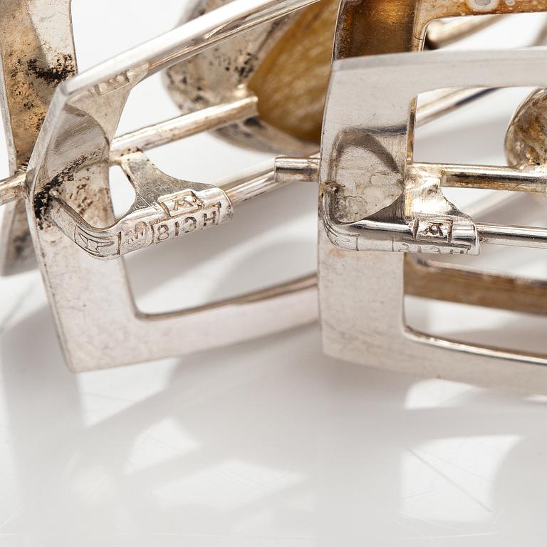Elis Kauppi, Two silver brooches, one with a chalcedony and one with a rutile quartz. Kupittaan kulta, Turku 1961.