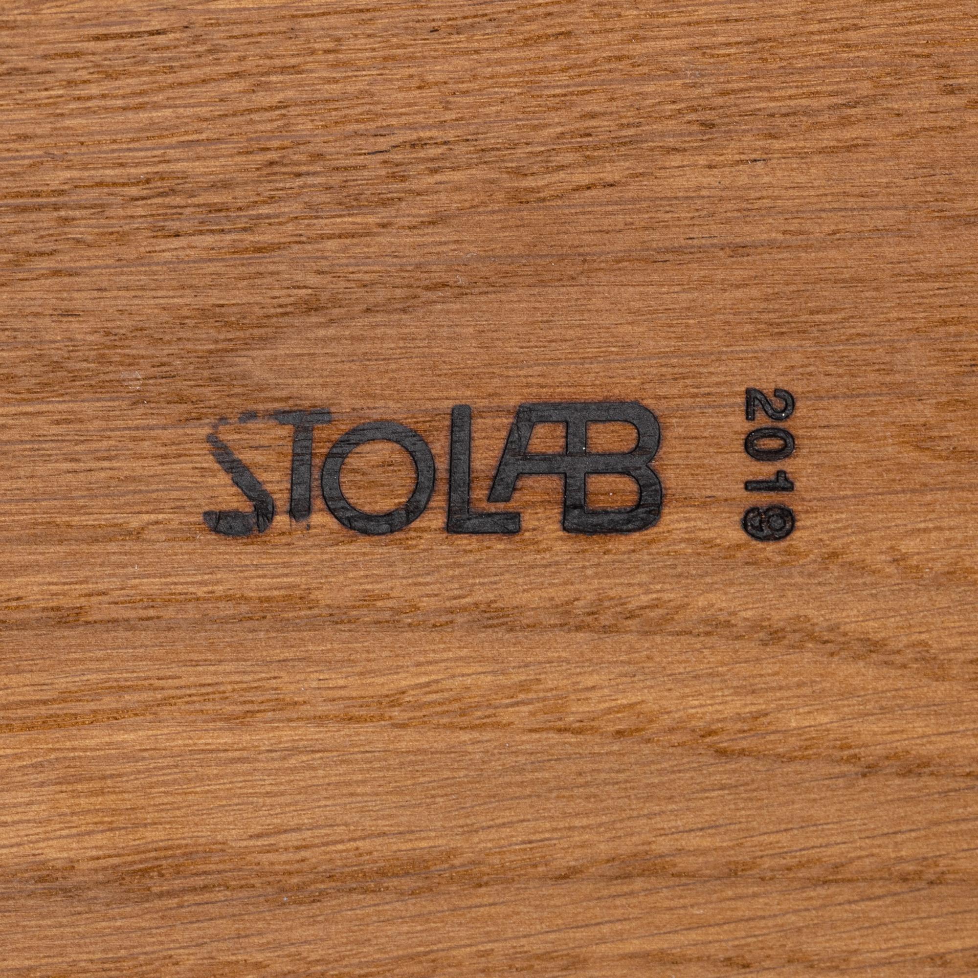 A set of five stained oak 'Miss Holly' chairs by Jonas Lindvall for Stolab, dated 2019.