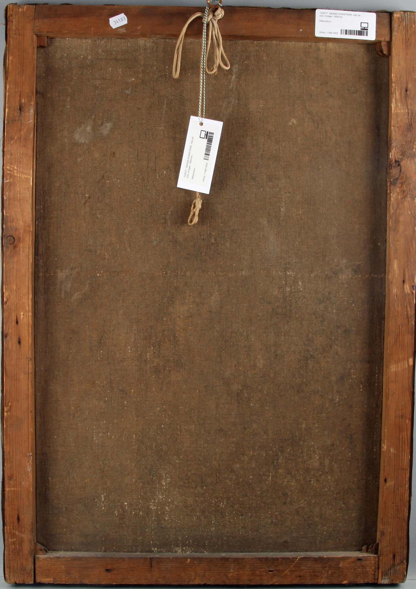 OKÄND KONSTNÄR, olja på duk, troligen 1800-tal.