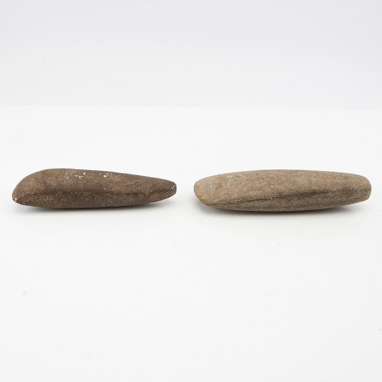 Stone axes, two pieces, Neolithic.
