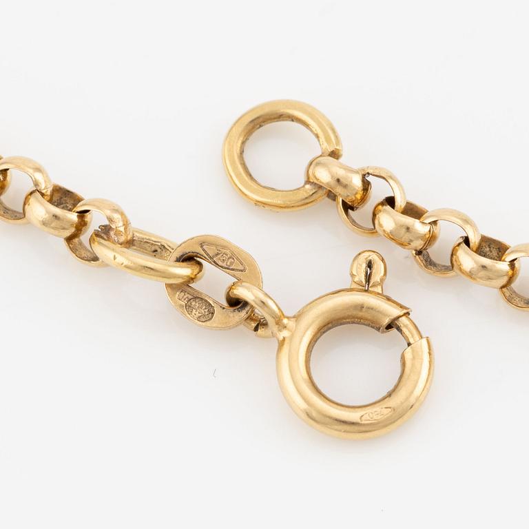 Öppningsbar medaljong med kedja, 18K guld.