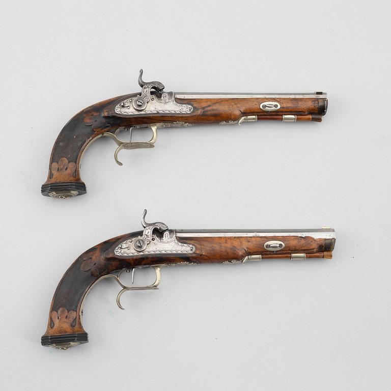 Percussion pistols, a pair, H. Sturm & G. Noack in Suhl.