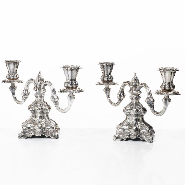 Candelsticks, a pair, silver, Baroque style, 20th century.