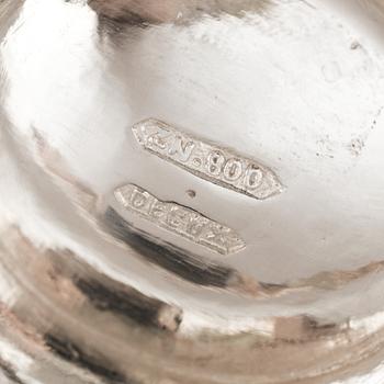 KAFFE- OCH TESERVIS, 10 delar. Silver 800/1000. Delux,  Asien. Ca 1600g.