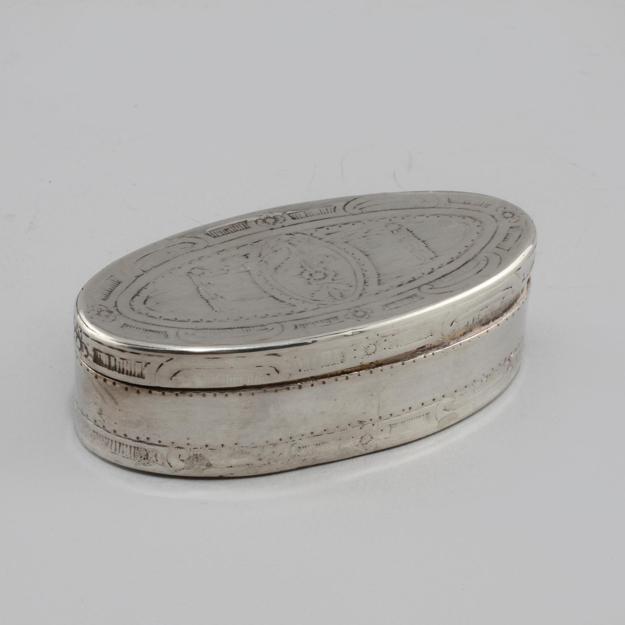 DOSA, silver, Carl Fredrik Seseman, Arboga, 1782. Vikt 65 g.