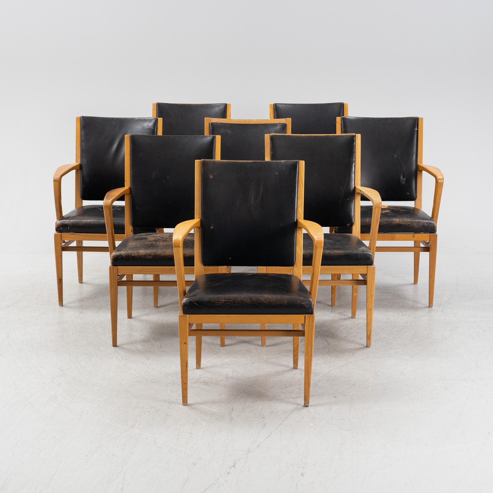 Carl Malmsten, eight armchairs, model "Riksdagen", 1940s. Provenance The Swedish Parliament, designed 1940.