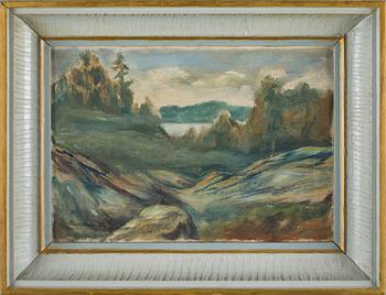 AARNE ALANKO, olja på pannå. Sign o dat 1919.