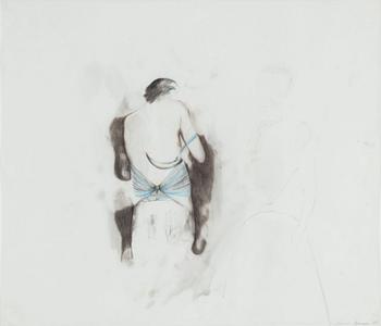 Astrid Svangren, crayon on papaer, signed and dated -05.