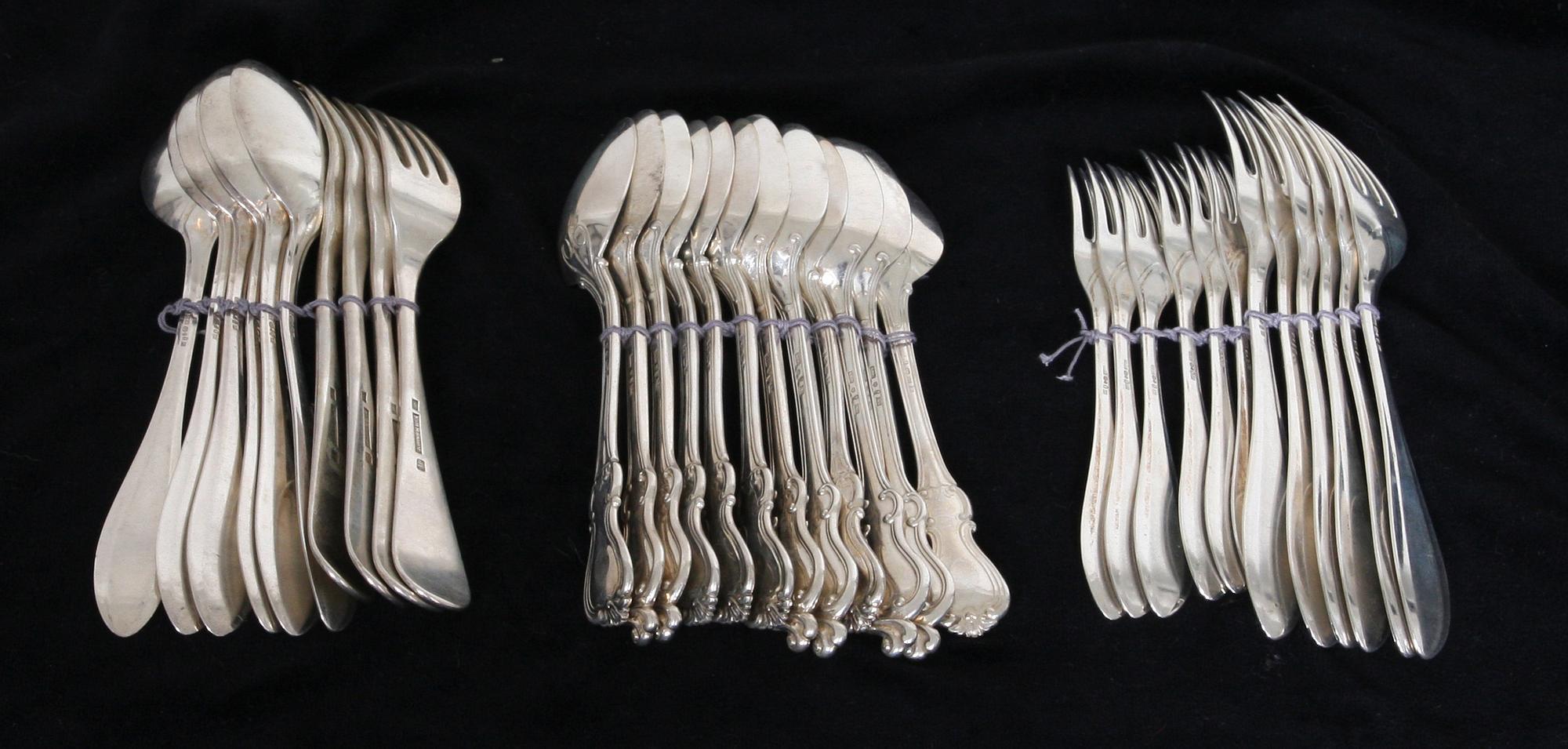 PARTI BESTICK, 34 st, silver, ca 1400 g.