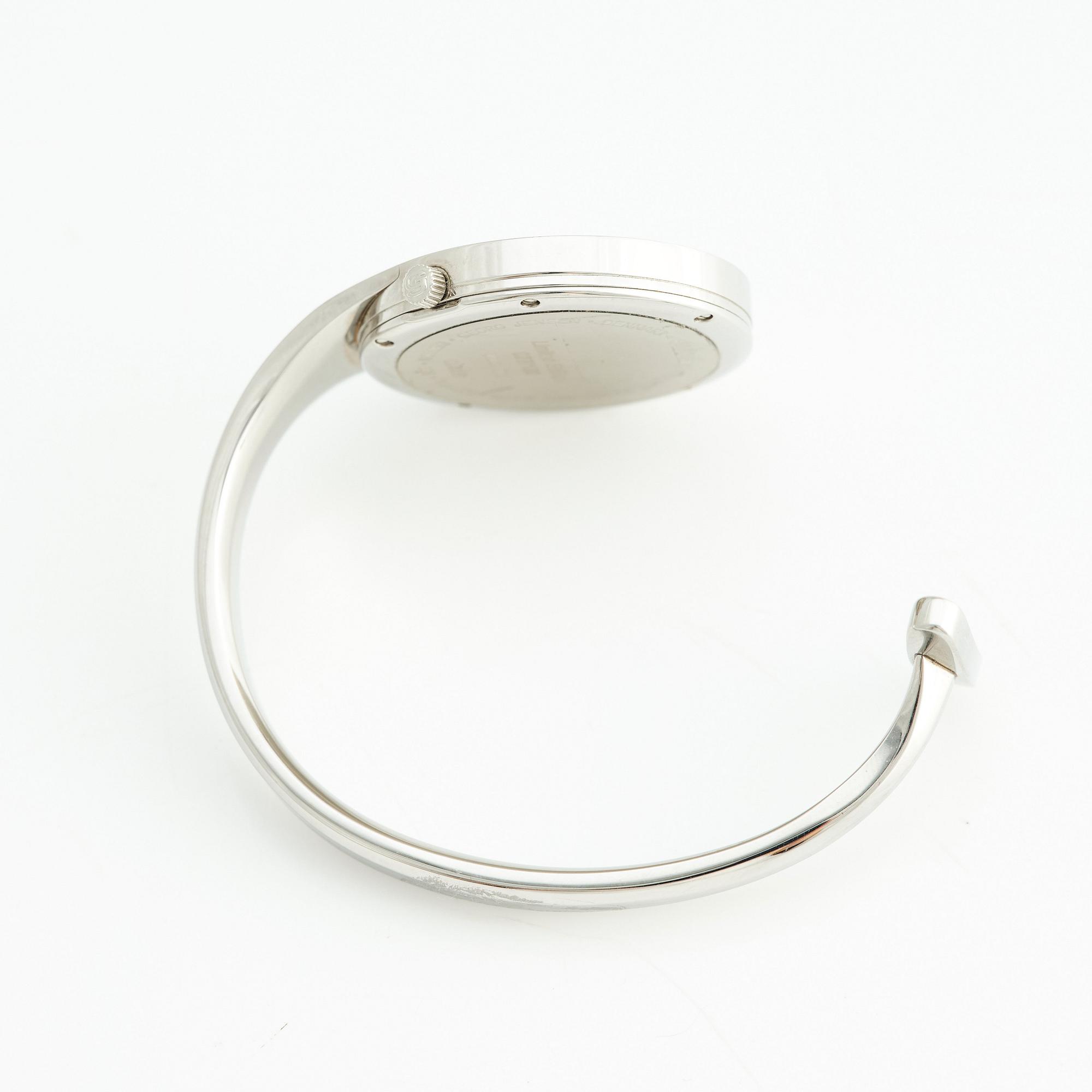 Vivianna Torun Bülow-Hübe, armbandsur, Georg Jensen, jubileumsutgåva, stål med briljantslipade diamanter, design nr 326, edition 027/100.