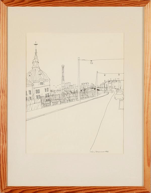 STIG CLAESSON (SLAS), tuschteckning, signerad och daterad -68.