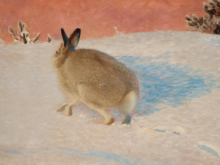 Bruno Liljefors, Hare on winter landscape.