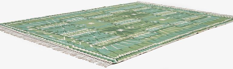 Barbro Nilsson, a carpet, 'Strålblomman grön', tapestry weave, c. 316 x 232 cm, signed AB MMF BN.