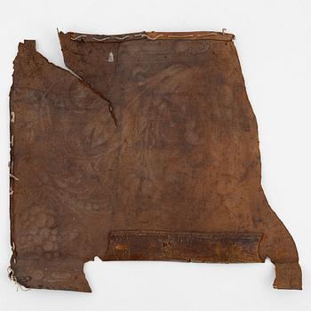 A Baroque leather wallpaper fragment, circa 1700.