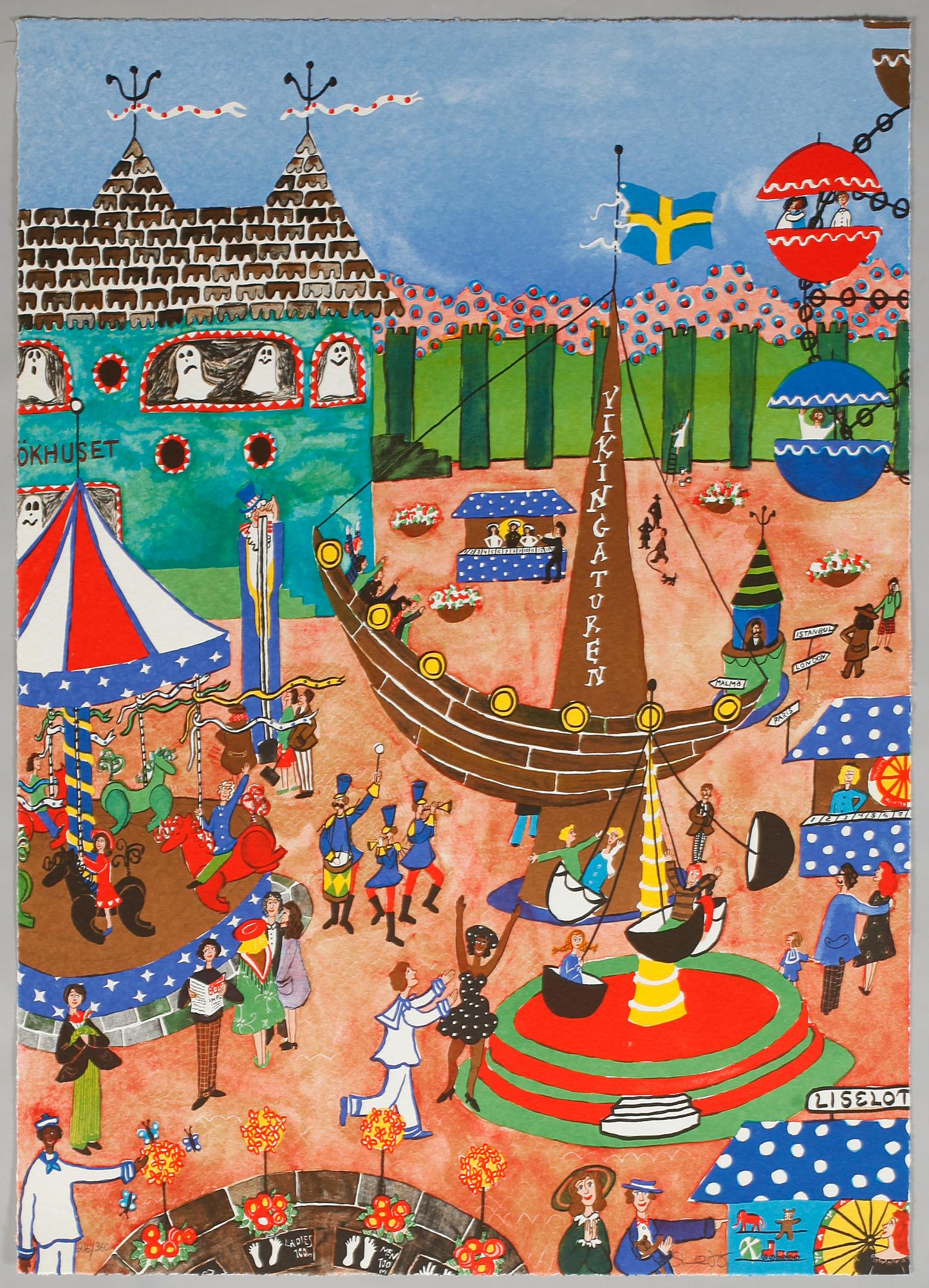 MARIKA LANG, mapp med litografier, 6 st, signerade och numrerade 216/360.