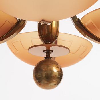 Harald Notini, chandelier, model "10034", Arvid Böhlmarks Lamp Factory, 1930s.