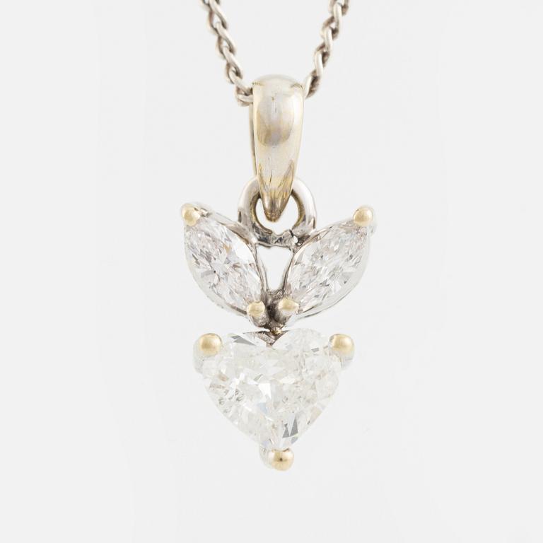 Heart shaped and marquise cut diamond necklace.