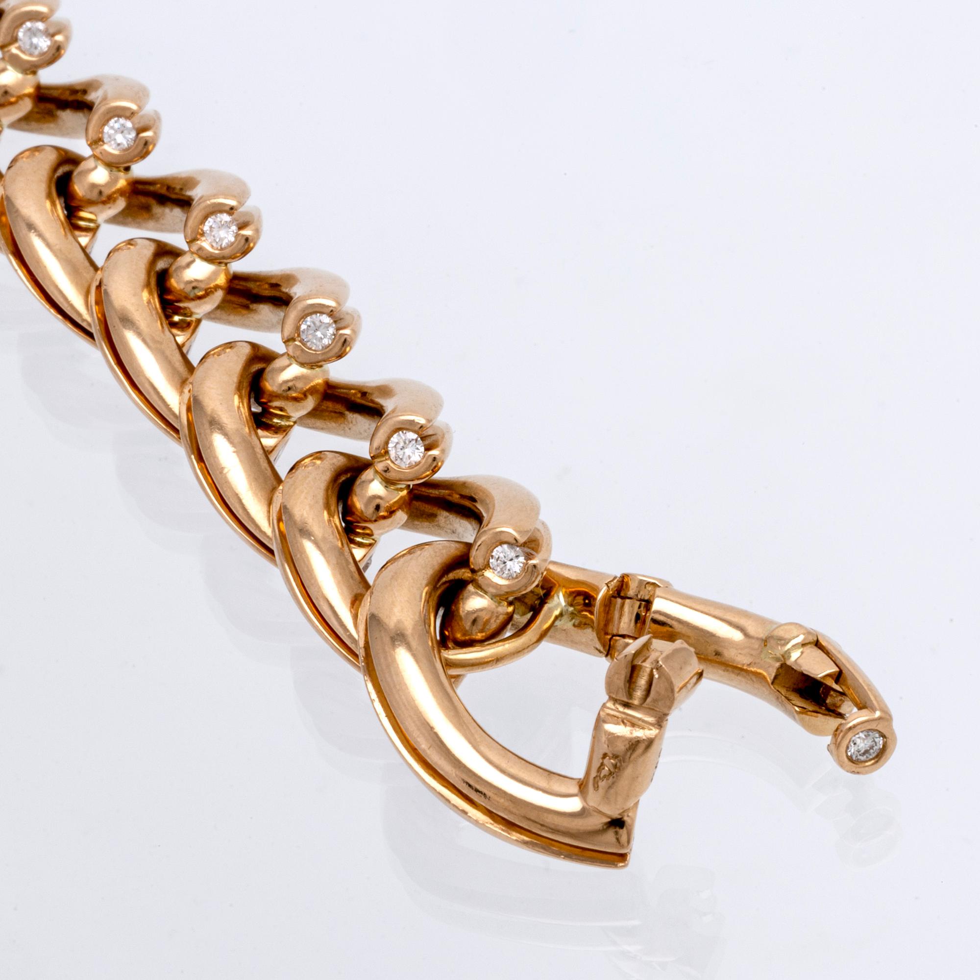 Armband 18K guld med briljanter ca 1 ct, 123,1 g, ca 18 x 1,5 cm,