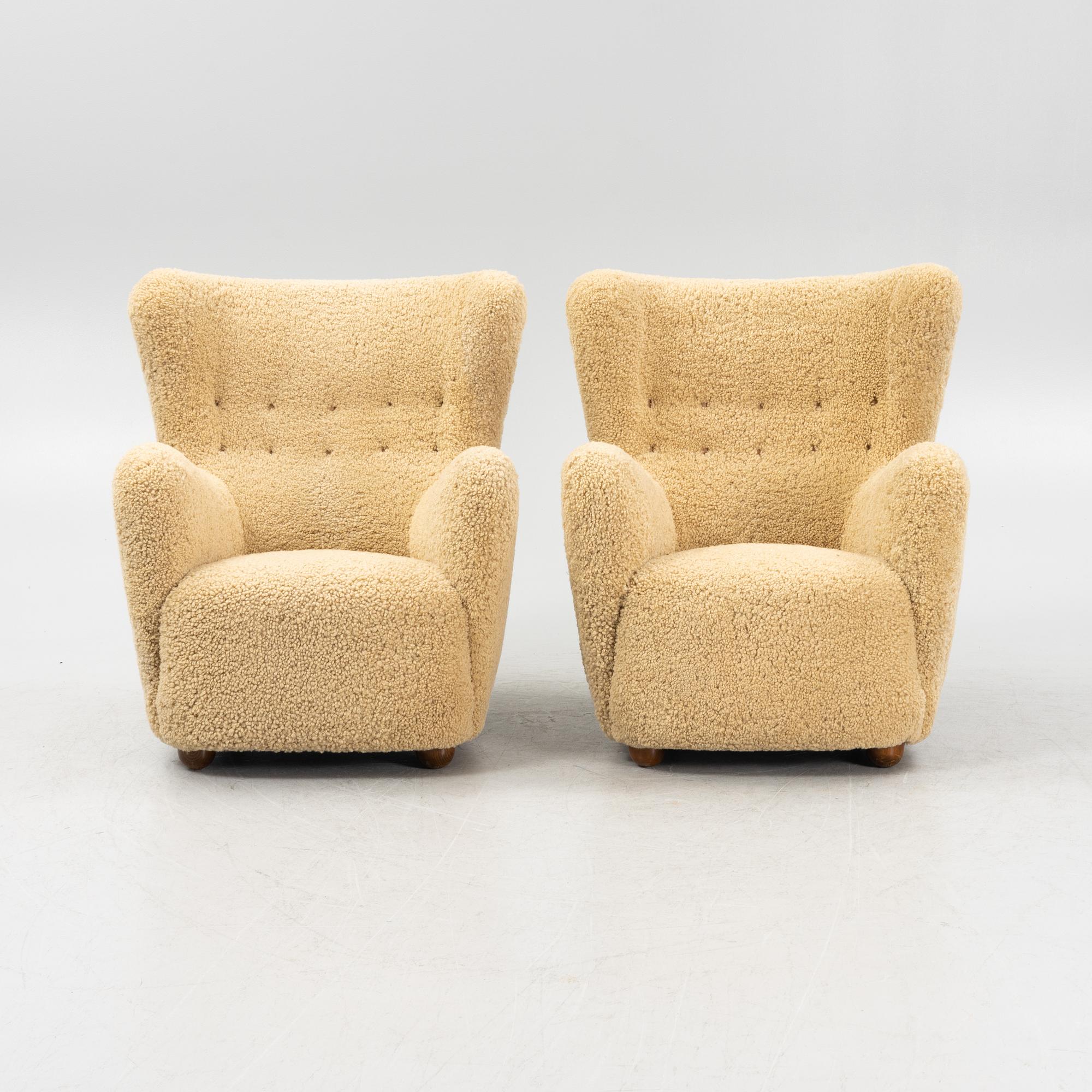 A pair of armchairs, Scandinavia, 1930's/40's.