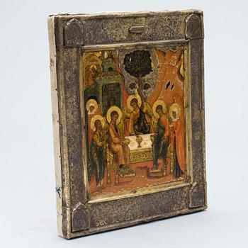 IKON, tempera på pannå samt BASMA i mässing, Ryssland 1600-talets sista tredjedel.