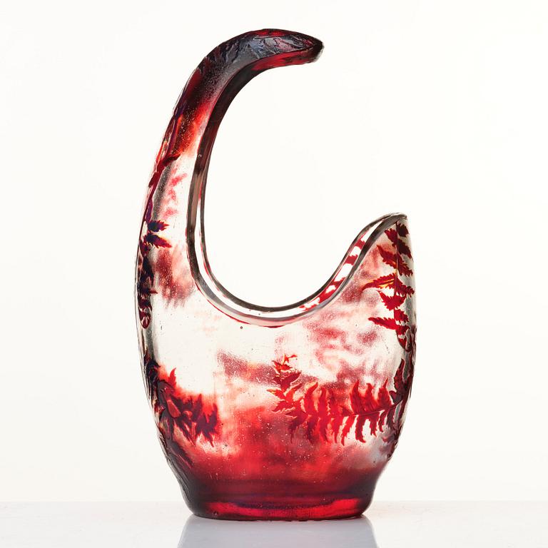 Emile Gallé, an asymmetrical Art Nouveau fire polished cameo glass vase, Nancy, France.