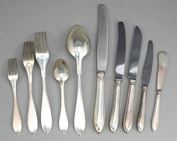 BESTICK, 86 delar, "Svensk spets", silver, bl. a. GAB och Hallbergs, första hälft 1900-talets. Vikt 3400 g.