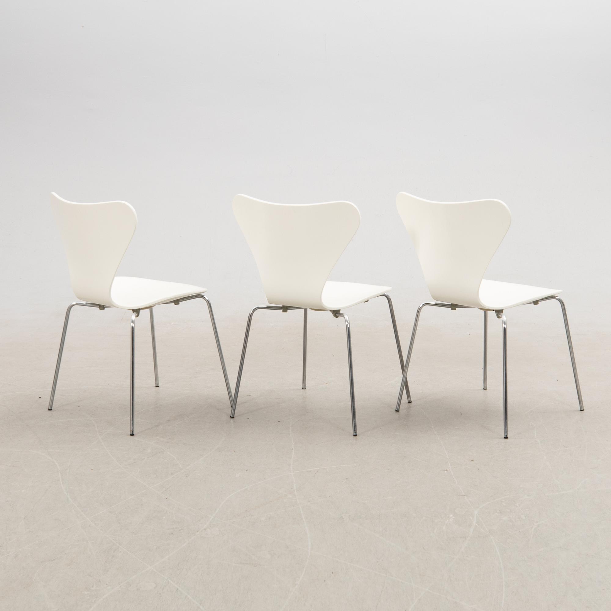 Arne Jacobsen, Chairs 6 pcs, "The Seven" for Fritz Hansen Denmark 1979.