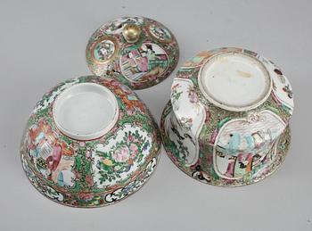 LOCKSKÅL SAMT SKÅL, porslin, Kanton, Kina 1800-tal.