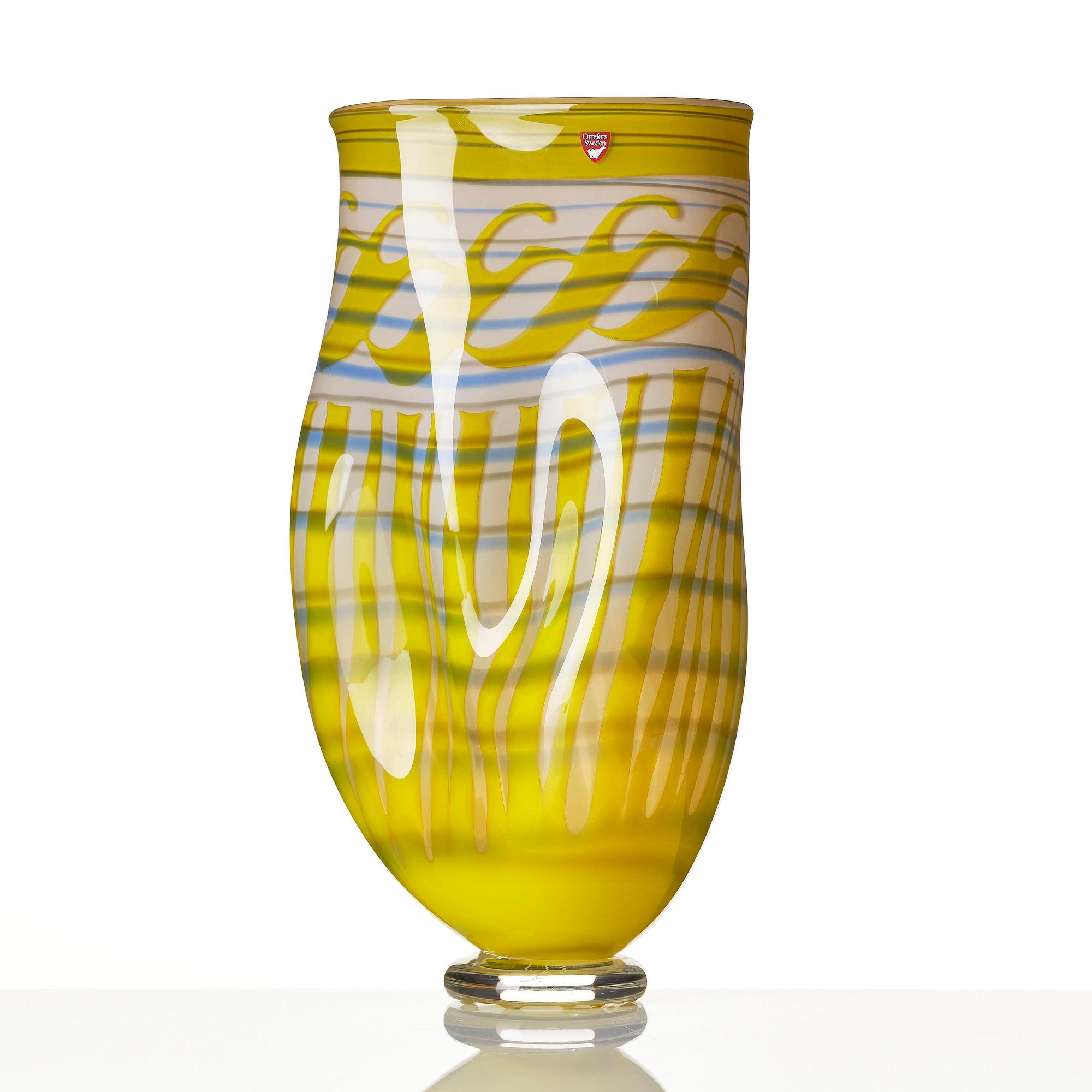 Gunnar Cyrén, a graal glass vase, Orrefors, Sweden 1989.