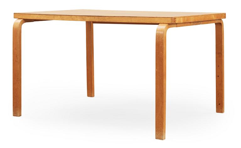 An Alvar Aalto birch table, Huonekalu-ja Rakennustyötehdas or Aalto Design Hedemora, probably 1940's-50's.