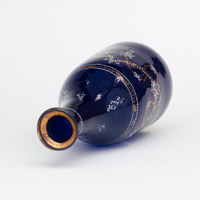 A Russian blue glass bottle, circa 1800.