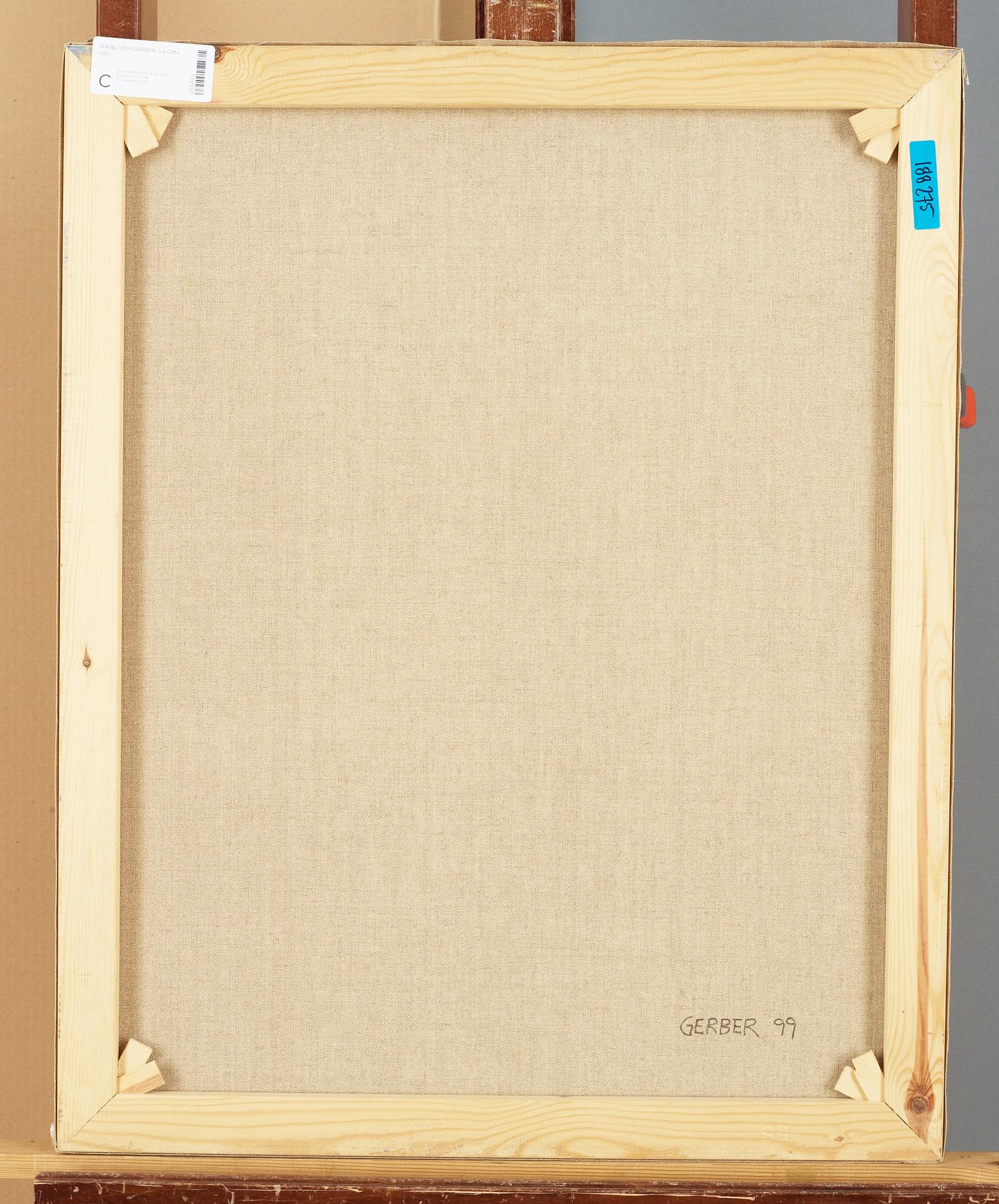 HANS VON GERBER , olja på duk, "La Citta", signerad Gerger och daterad -99 a tergo.