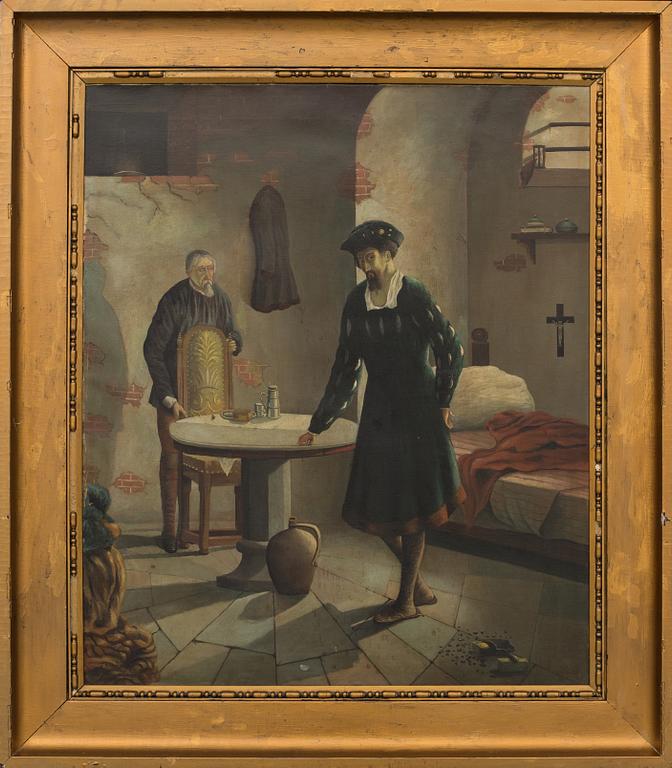 OKÄND KONSTNÄR, olja på duk, signerad F.Arentz Möller, 1900-talets början.