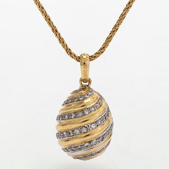 Cartier, a "Pendentif Oeuf"  diamond pendant and chain, 18K gold.